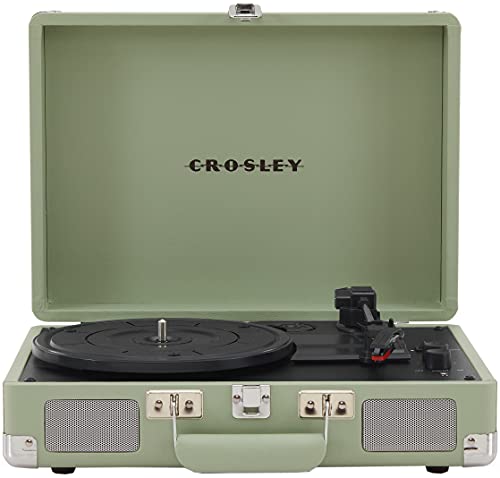 Crosley CR8005F-MT Cruiser Plus Vintage 3-Speed Bluetooth in/Out Suitcase Vinyl Record Player Turntable, Mint