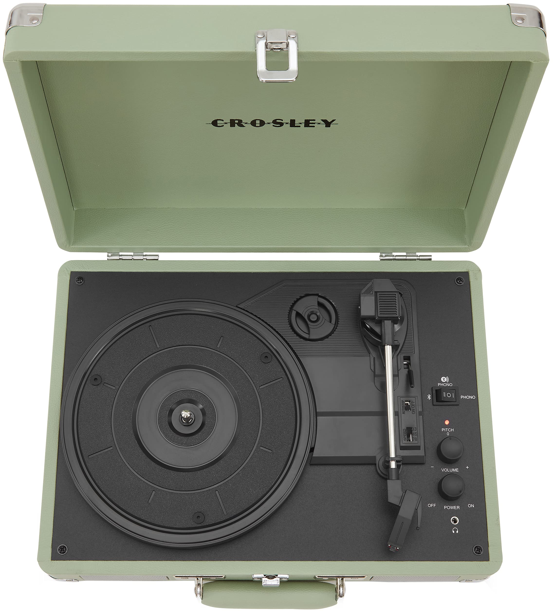 Crosley CR8005F-MT Cruiser Plus Vintage 3-Speed Bluetooth in/Out Suitcase Vinyl Record Player Turntable, Mint